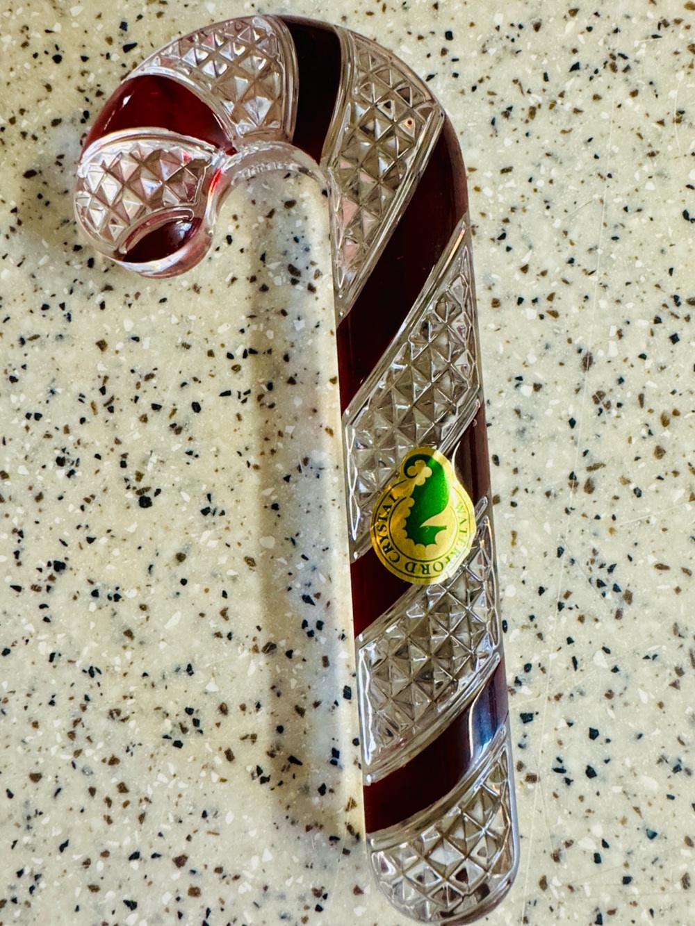 Vtg.2002 Waterford Crystal Clear+Ruby Red Paper Weight/Decor.With Gold Sticker.